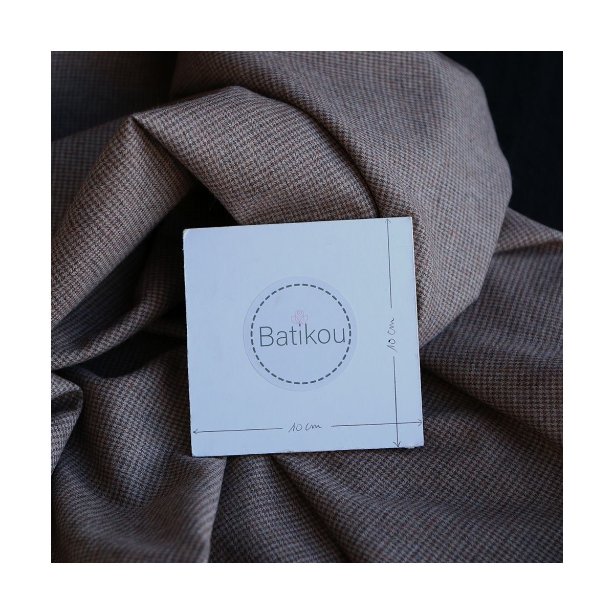 Coco - Coton gratté doux tissage mini pied de poule (pied de puce) Marron