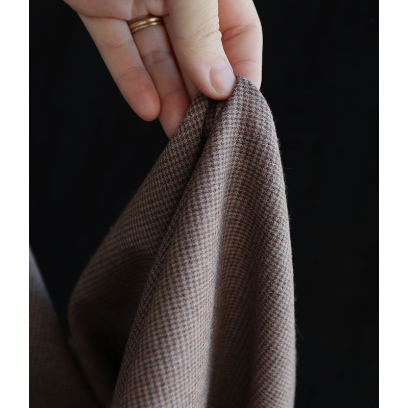 Coco - Coton gratté doux tissage mini pied de poule (pied de puce) Marron