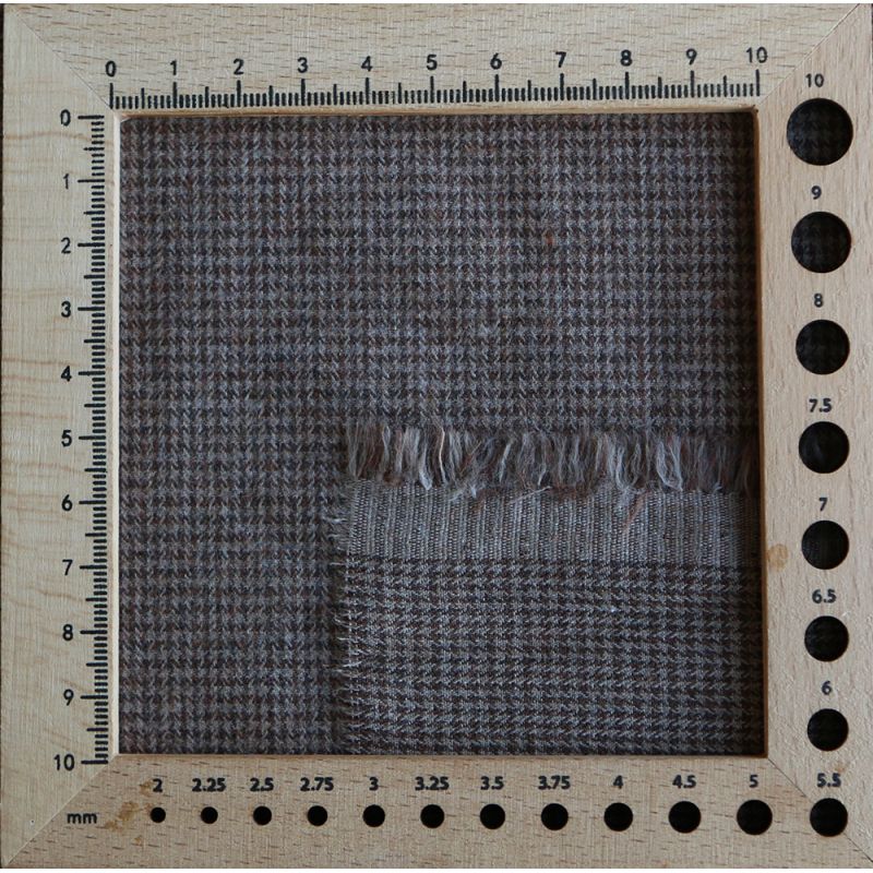 Coco - Coton gratté doux tissage mini pied de poule (pied de puce) Marron