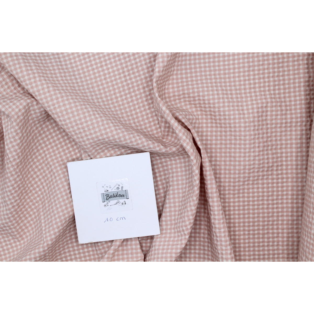 Seersucker / Coton gaufré vichy mini 3mm Nude