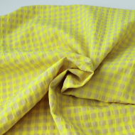 Seersucker / Coton gaufré vichy moyen jaune fluo