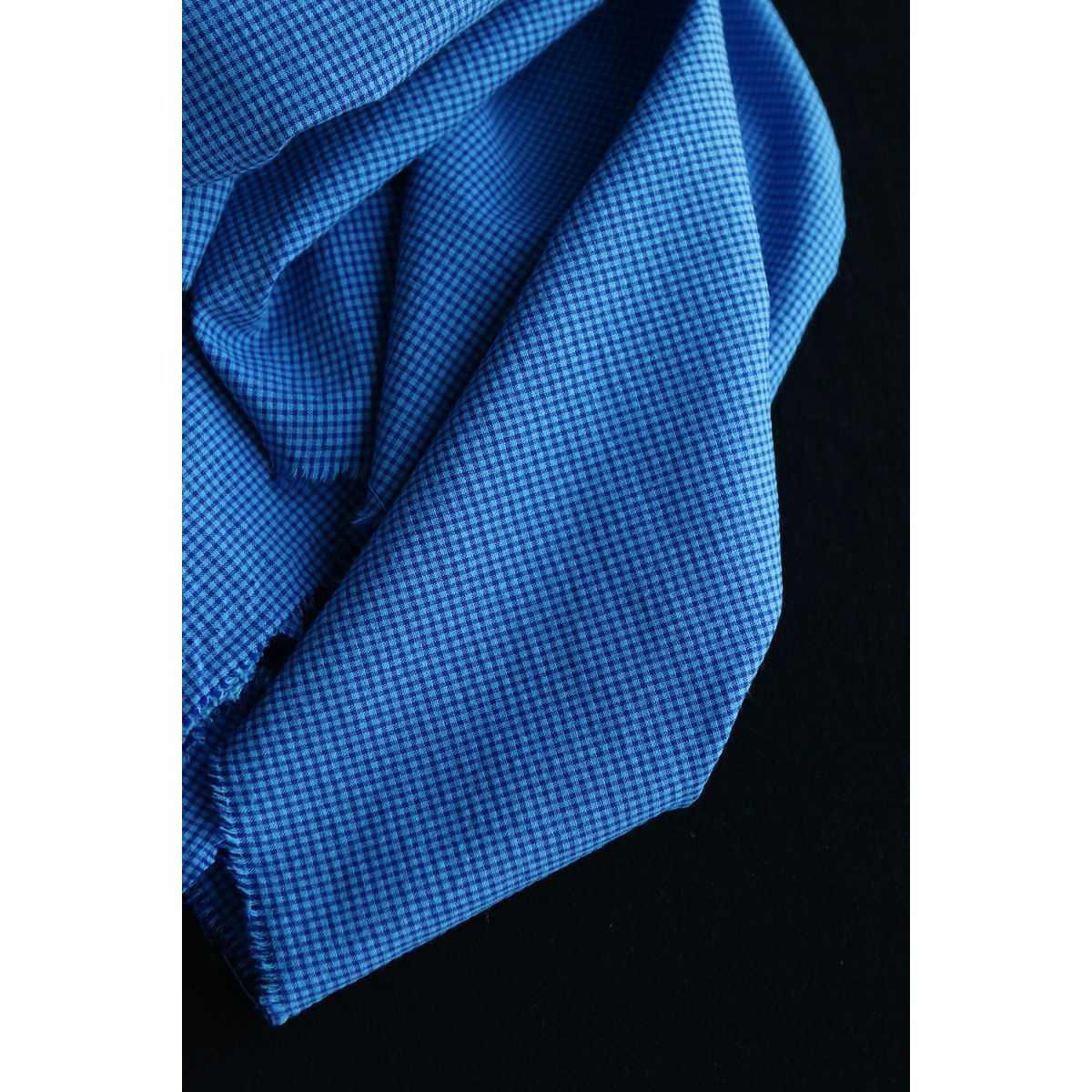 Seersucker / Coton gaufré vichy mini 3mm bleu cobalt