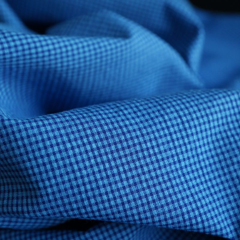 Seersucker / Coton gaufré vichy mini 3mm bleu cobalt