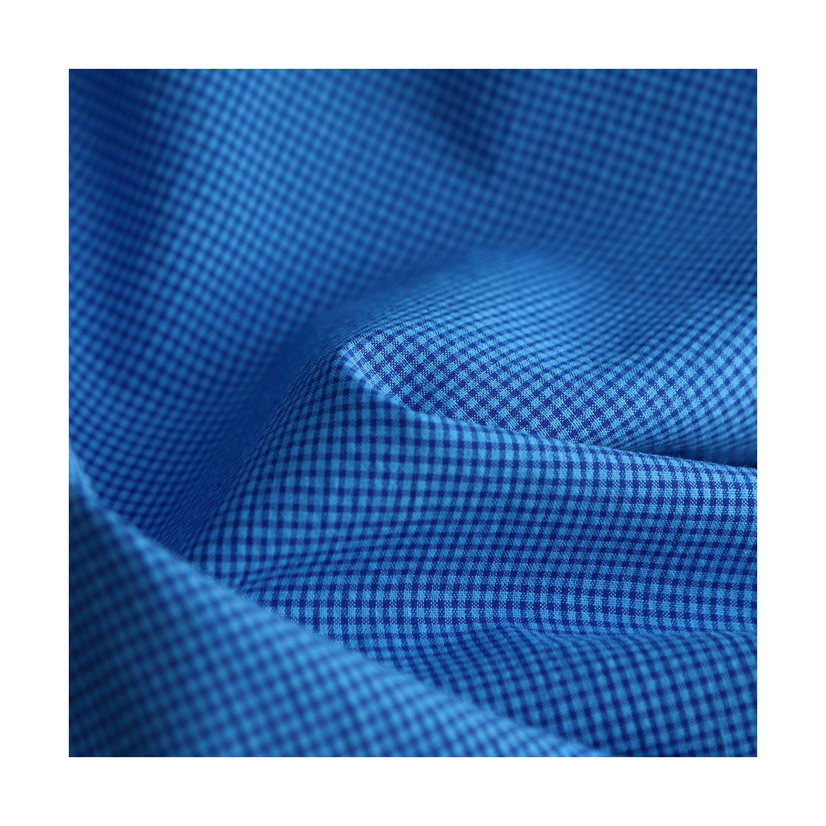 Seersucker / Coton gaufré vichy mini 3mm bleu cobalt