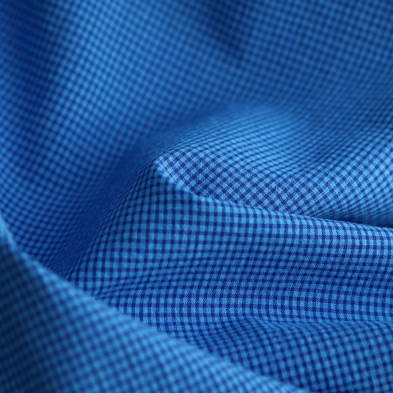 Seersucker / Coton gaufré vichy mini 3mm bleu cobalt