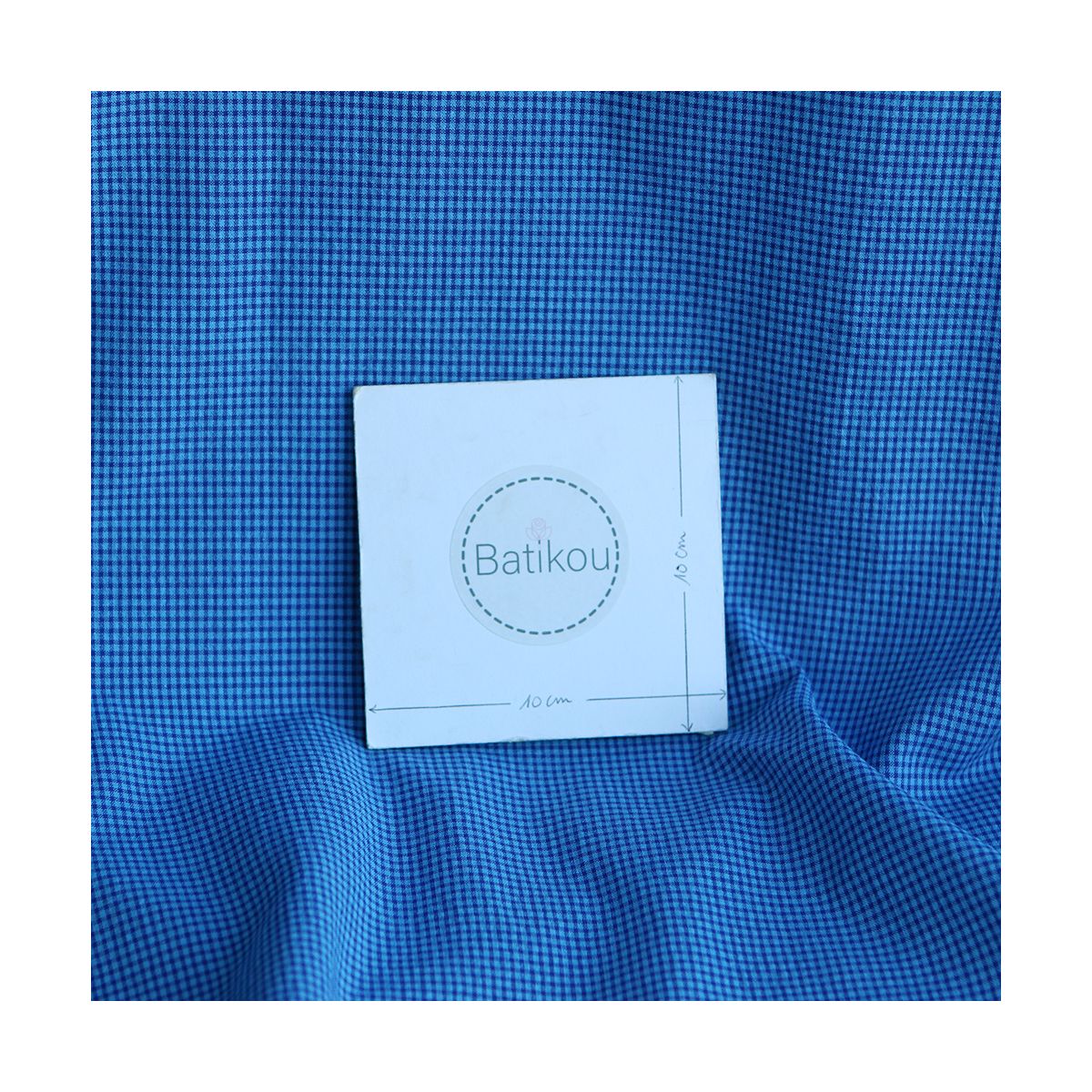 Seersucker / Coton gaufré vichy mini 3mm bleu cobalt