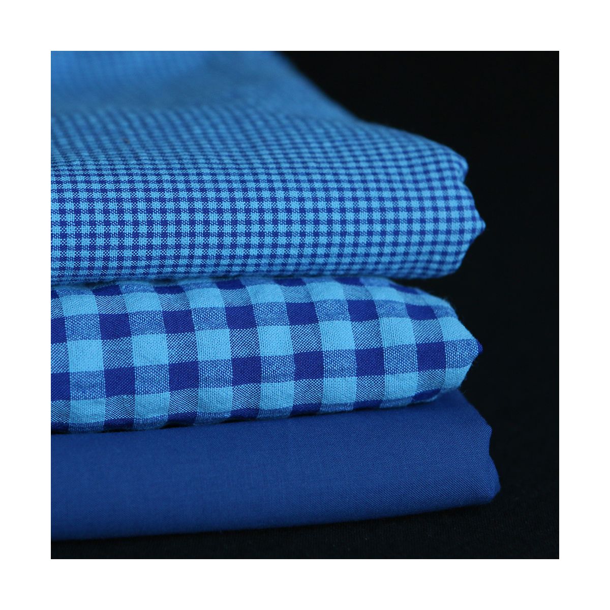 Seersucker / Coton gaufré vichy mini 3mm bleu cobalt