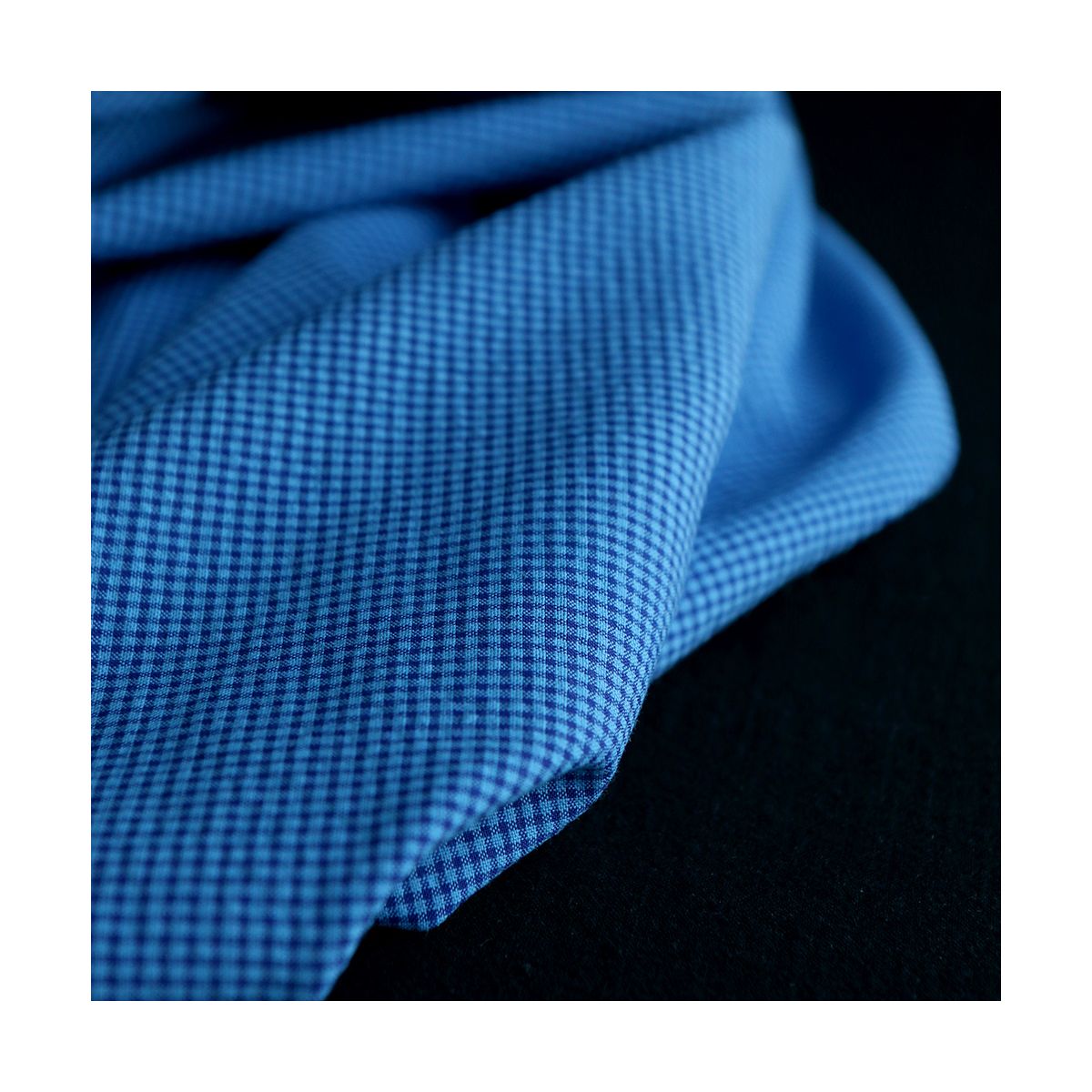 Seersucker / Coton gaufré vichy mini 3mm bleu cobalt