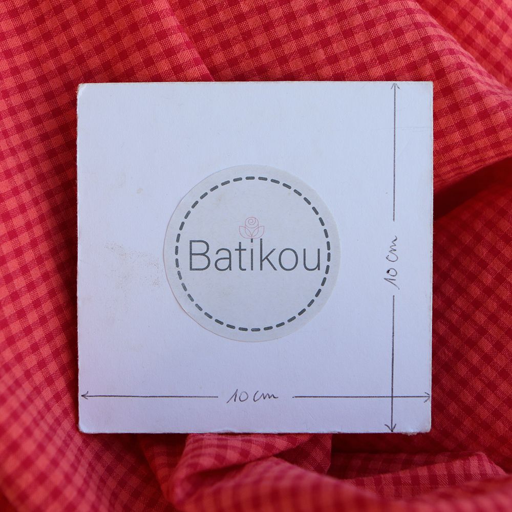 Seersucker / Coton gaufré vichy mini 3mm pastèque