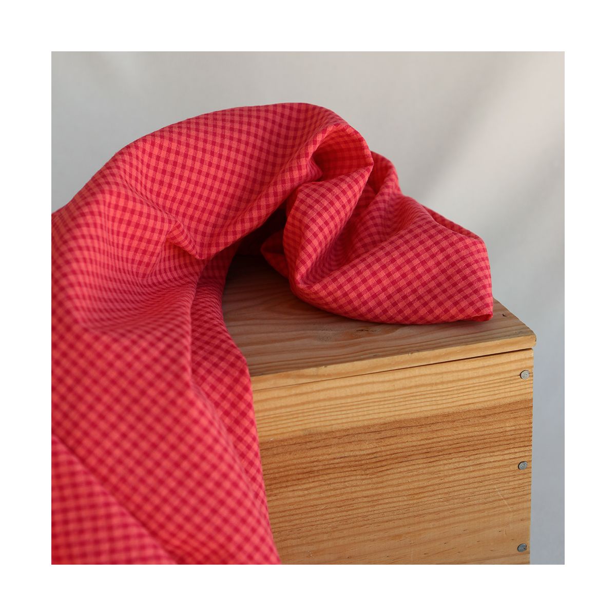 Seersucker / Coton gaufré vichy mini 3mm pastèque