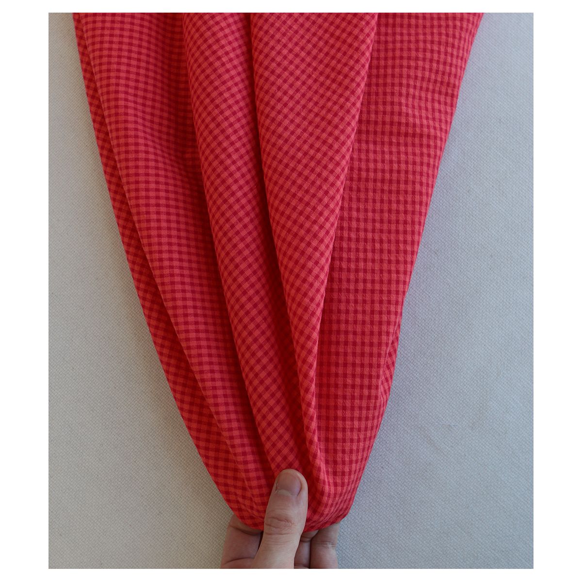 Seersucker / Coton gaufré vichy mini 3mm pastèque