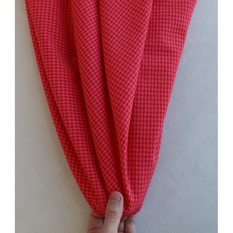 Seersucker / Coton gaufré vichy mini 3mm pastèque