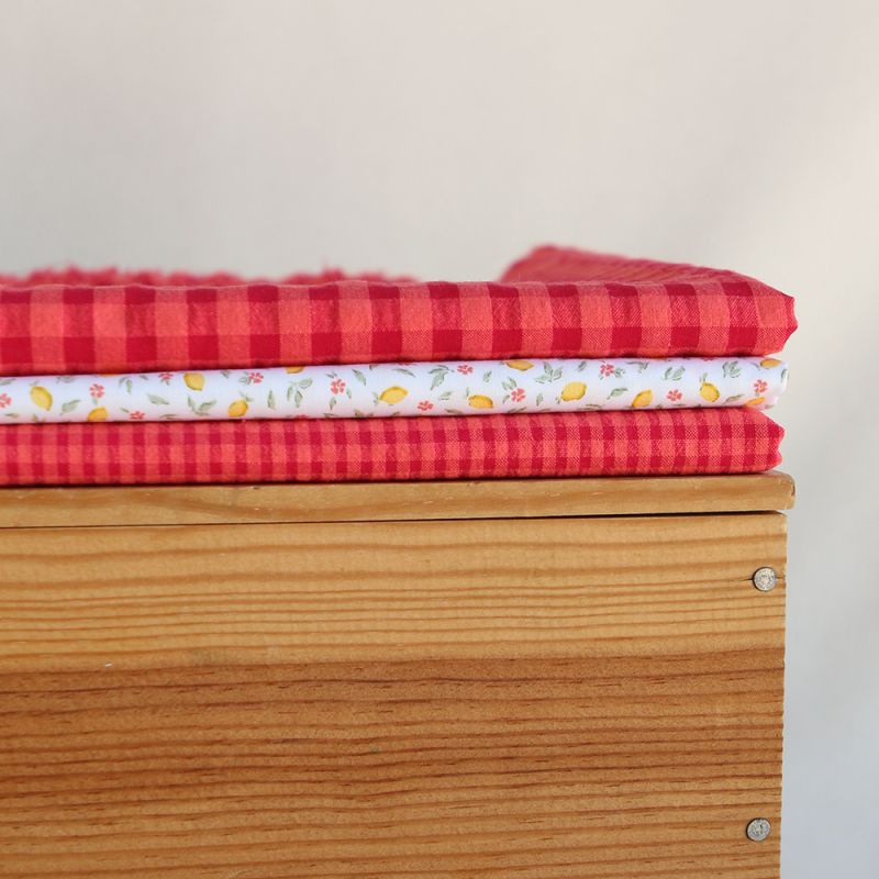 Seersucker / Coton gaufré vichy mini 3mm pastèque