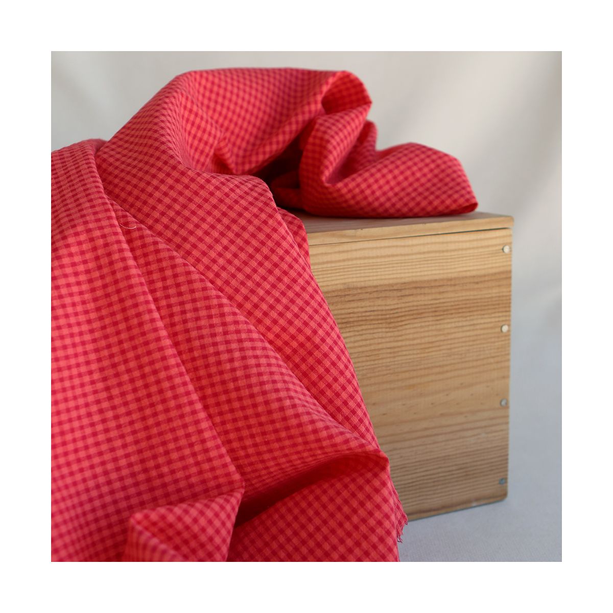 Seersucker / Coton gaufré vichy mini 3mm pastèque