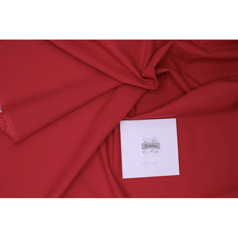 Voile de coton organique uni coloris rouge cerise