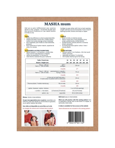 Pochette patron Ikatee MASHA mum 34-46