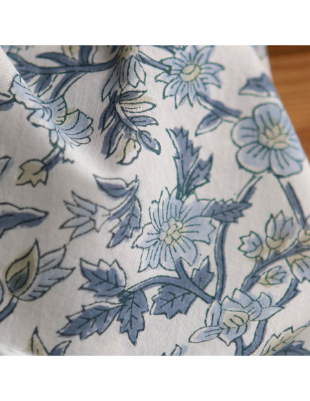 Tara - Tissu indien en coton imprimé main Hand Block