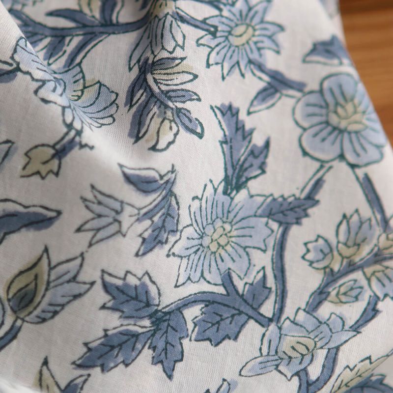 Tara - Tissu indien en coton imprimé main Hand Block