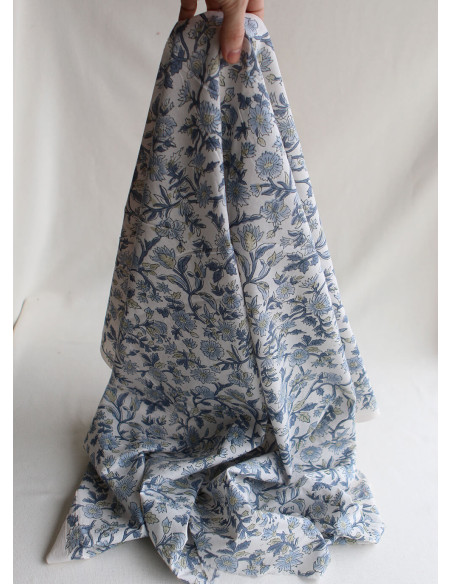 Tara - Tissu indien en coton imprimé main Hand Block