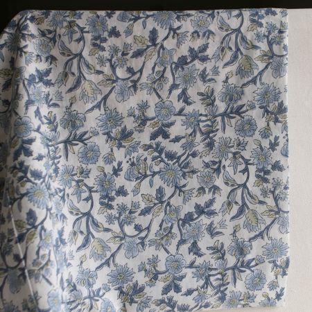 Tara - Tissu indien en coton imprimé main Hand Block