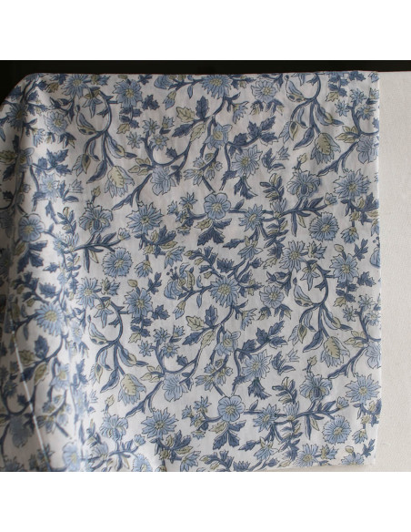 Tara - Tissu indien en coton imprimé main Hand Block