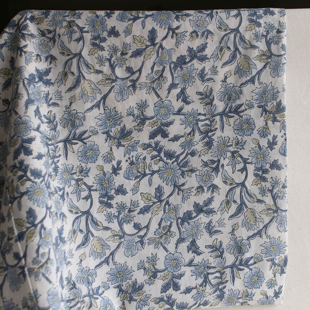 Tara - Tissu indien en coton imprimé main Hand Block