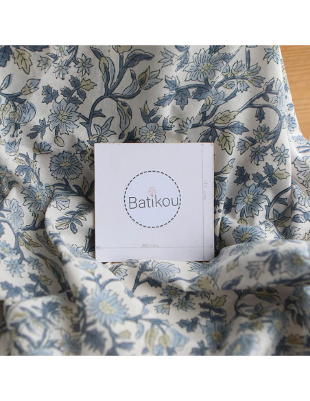 Tara - Tissu indien en coton imprimé main Hand Block