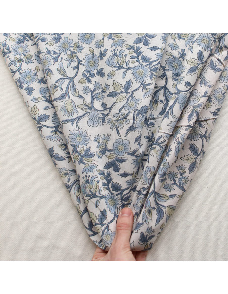 Tara - Tissu indien en coton imprimé main Hand Block