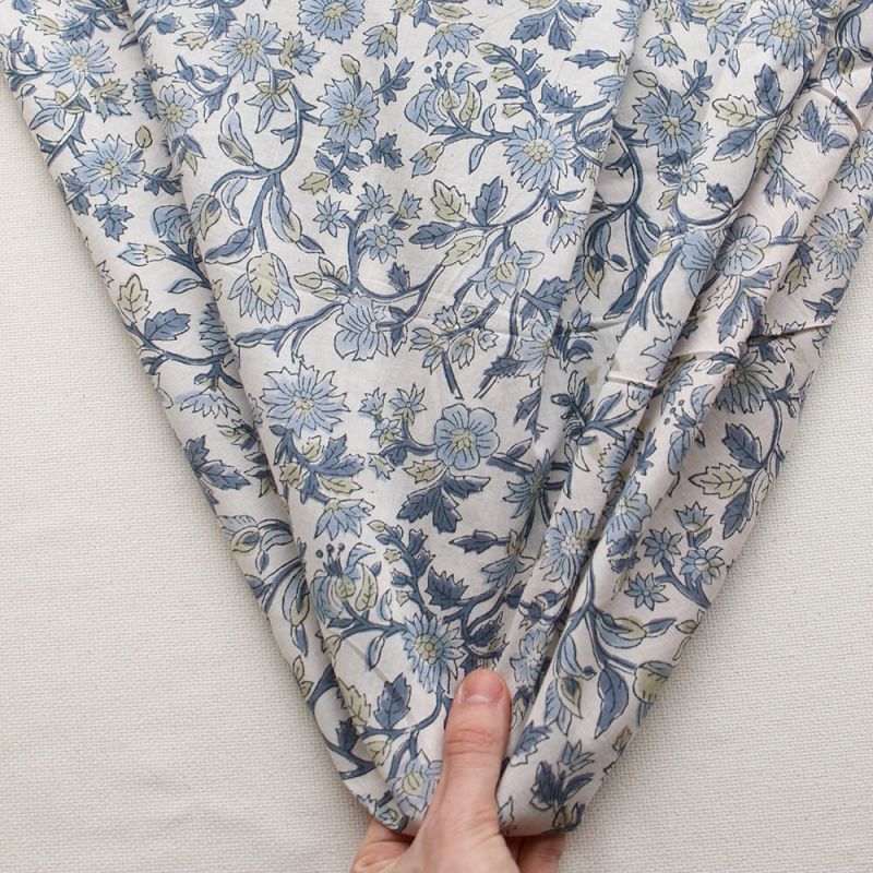 Tara - Tissu indien en coton imprimé main Hand Block