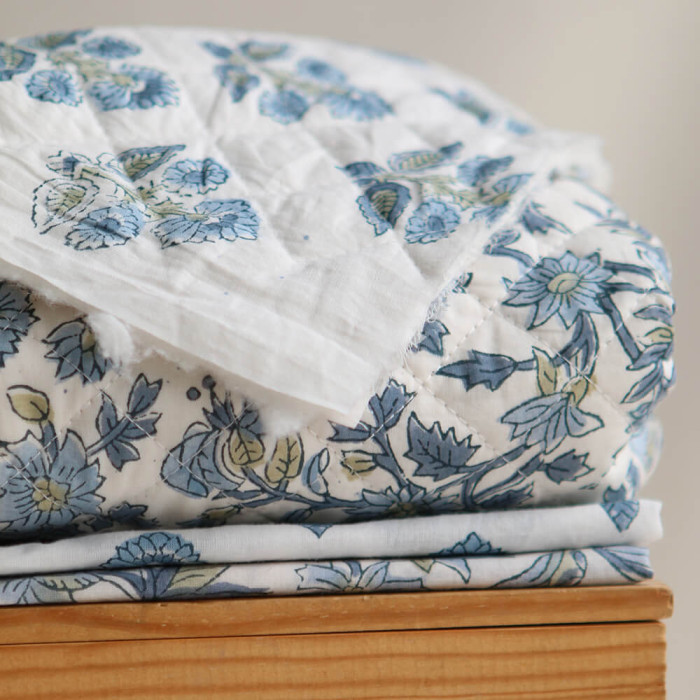 Tara - Tissu indien en coton imprimé main Hand Block