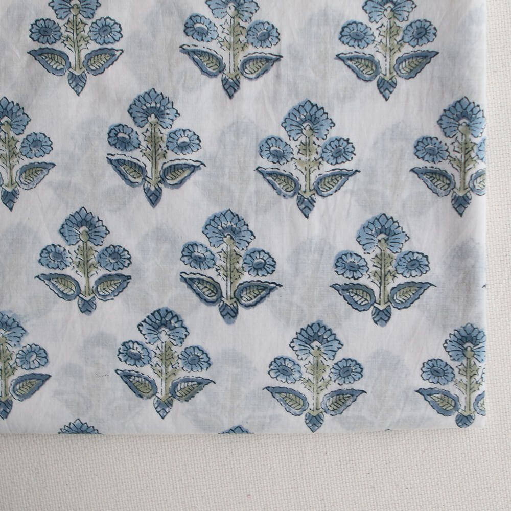 Tara B - Tissu indien en coton imprimé main Hand Block