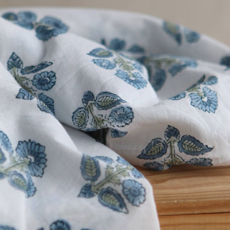 Tara B - Tissu indien en coton imprimé main Hand Block