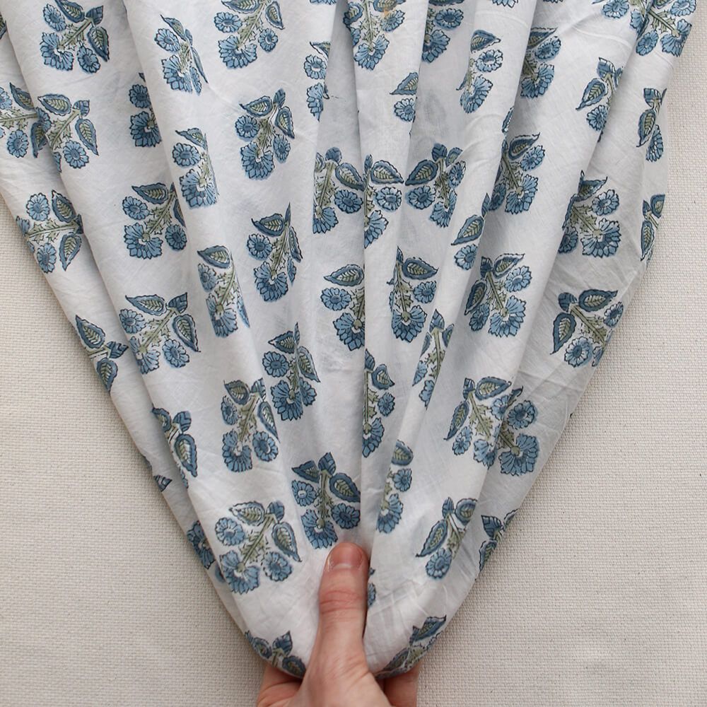 Tara B - Tissu indien en coton imprimé main Hand Block