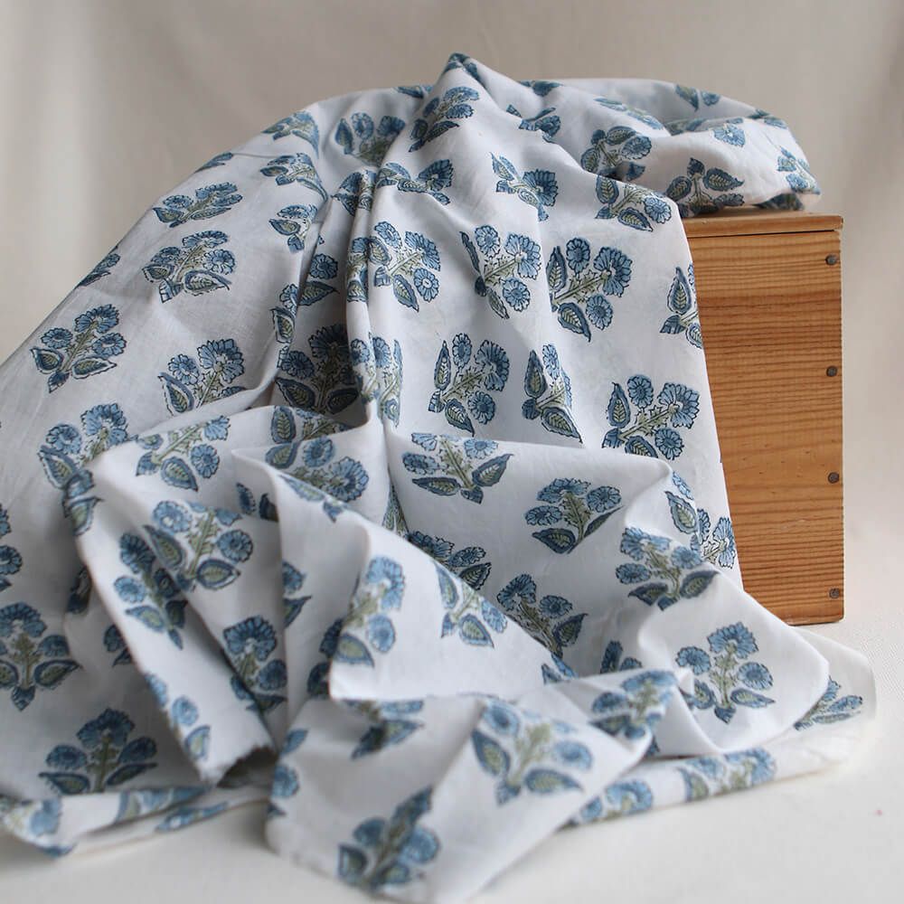 Tara B - Tissu indien en coton imprimé main Hand Block