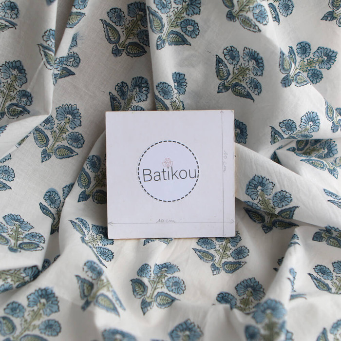 Tara B - Tissu indien en coton imprimé main Hand Block