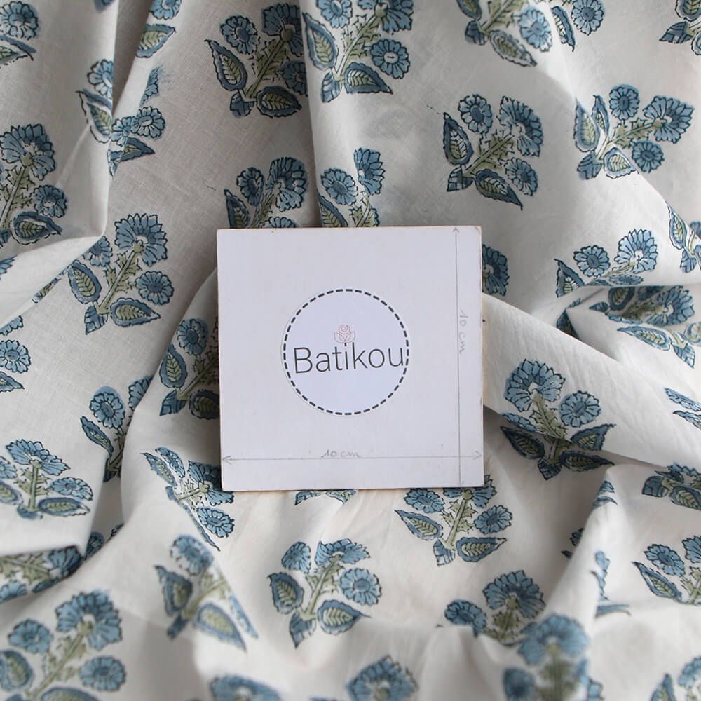 Tara B - Tissu indien en coton imprimé main Hand Block