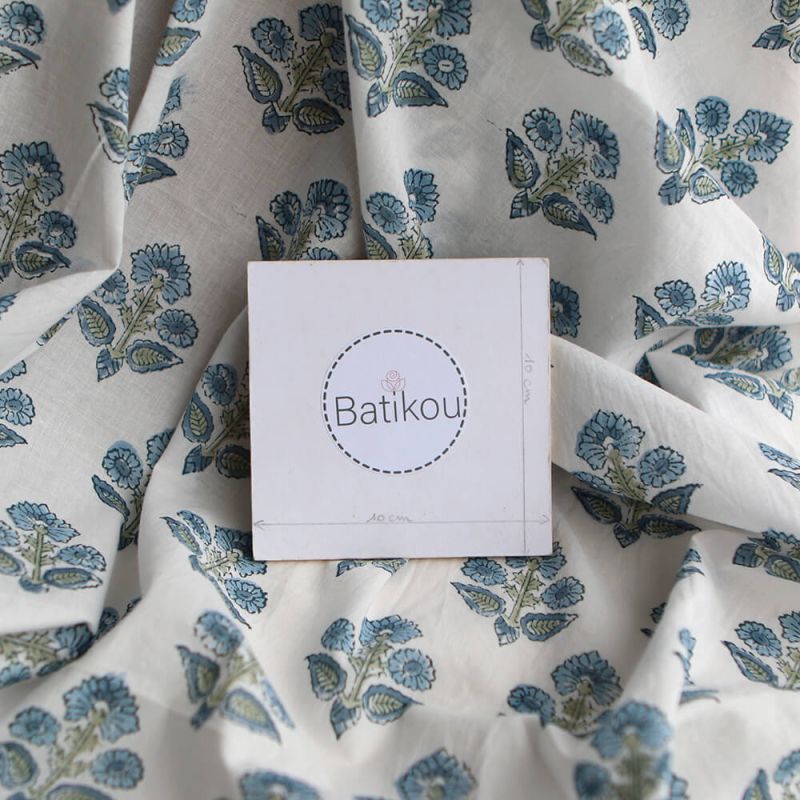 Tara B - Tissu indien en coton imprimé main Hand Block