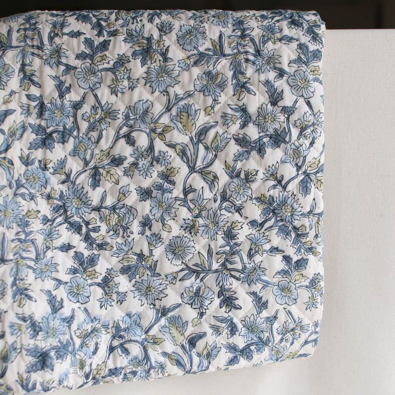 Tara - Tissu indien matelassé double face coton hand block largeur 100cm