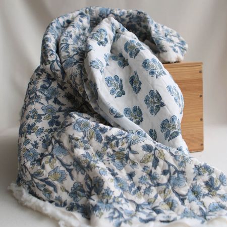 Tara - Tissu indien matelassé double face coton hand block largeur 100cm