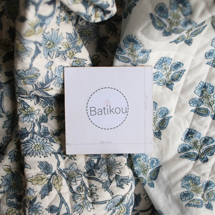 Tara - Tissu indien matelassé double face coton hand block largeur 100cm