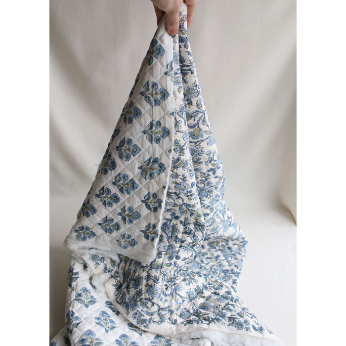 Tara - Tissu indien matelassé double face coton hand block largeur 100cm