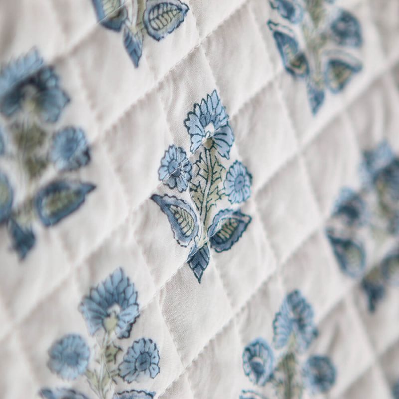 Tara - Tissu indien matelassé double face coton hand block largeur 100cm