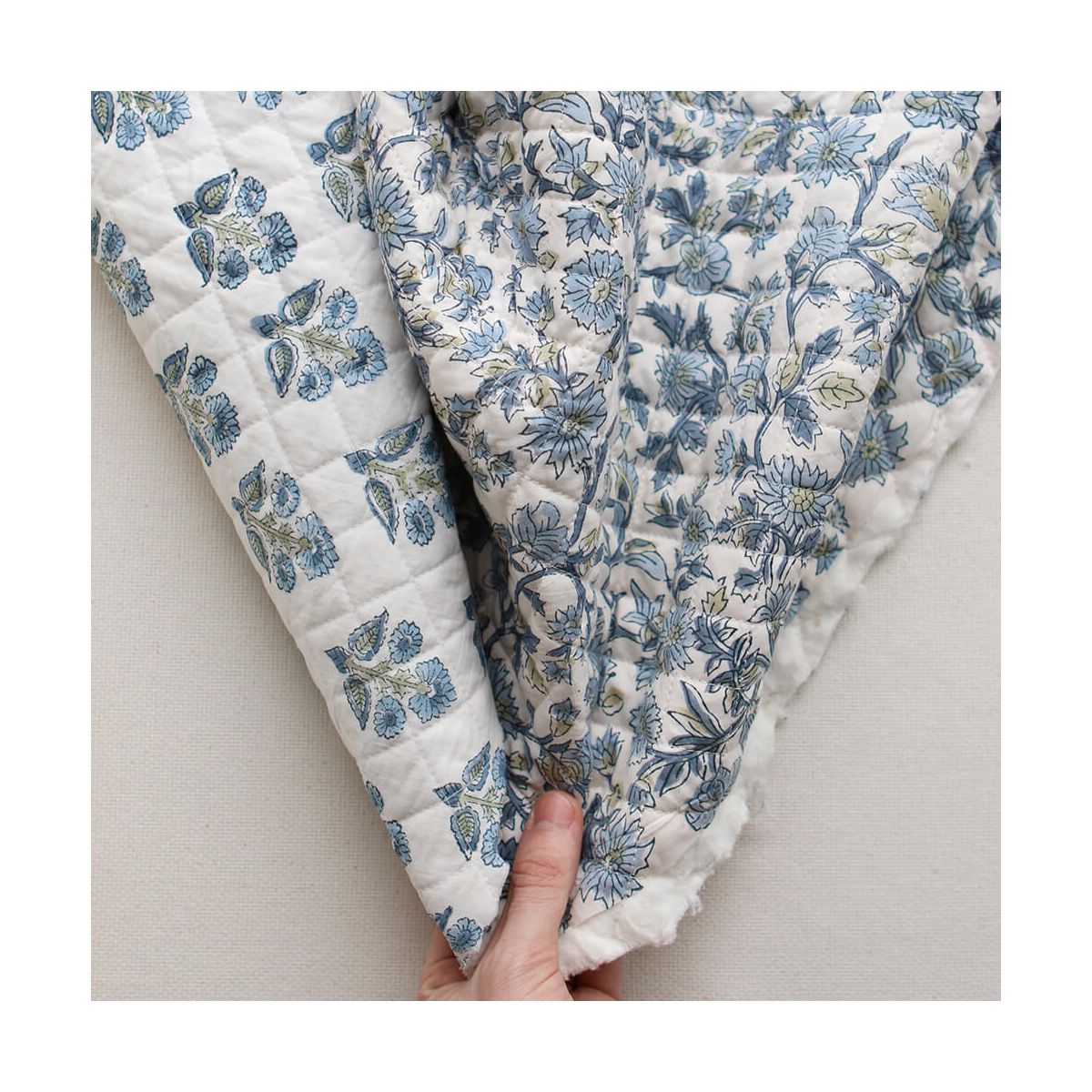 Tara - Tissu indien matelassé double face coton hand block largeur 100cm