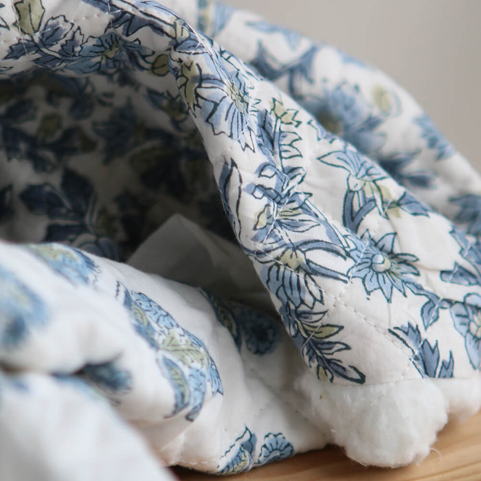 Tara - Tissu indien matelassé double face coton hand block largeur 100cm