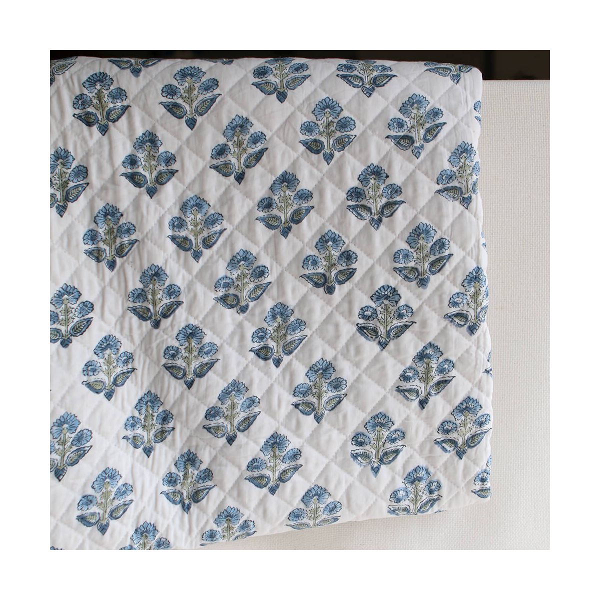 Tara - Tissu indien matelassé double face coton hand block largeur 100cm