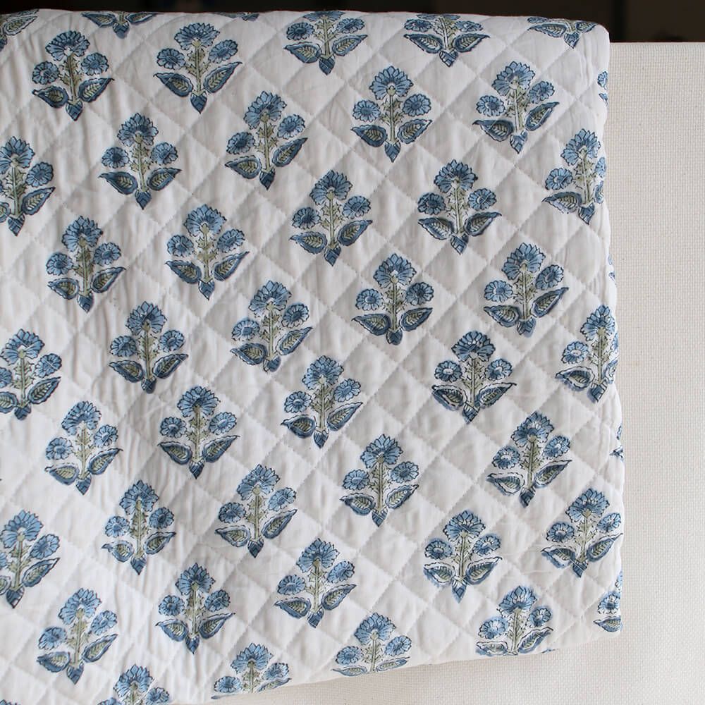 Tara - Tissu indien matelassé double face coton hand block largeur 100cm