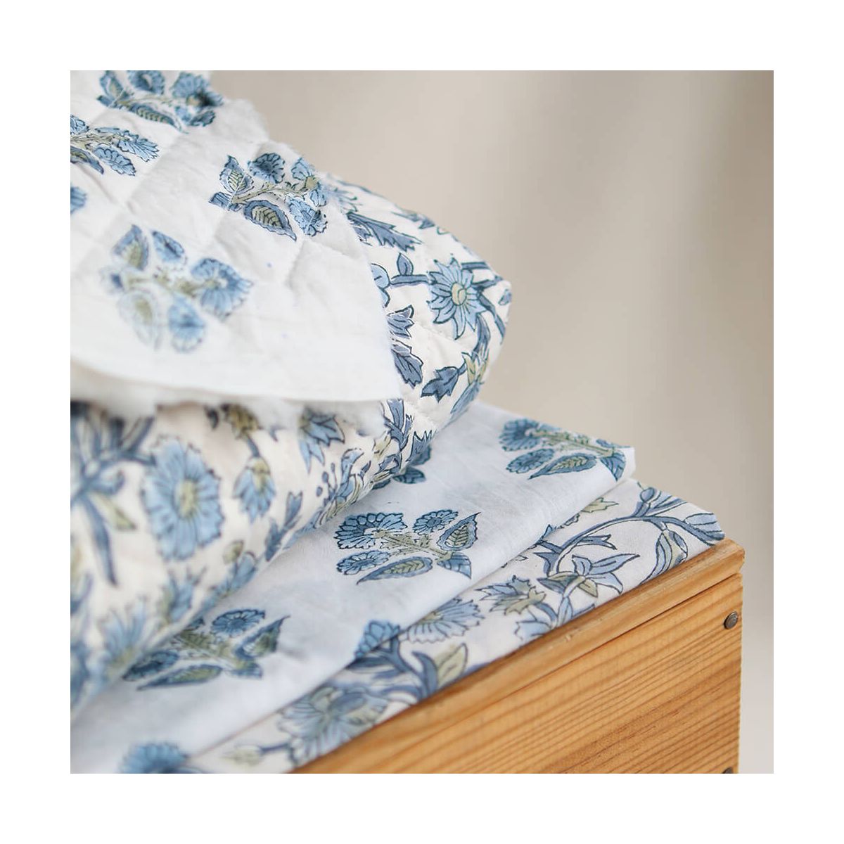 Tara - Tissu indien matelassé double face coton hand block largeur 100cm