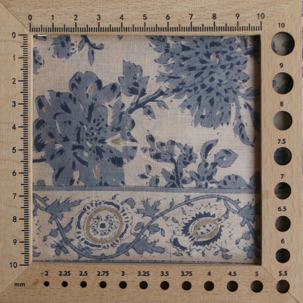 Anjali Bleu - Tissu indien en coton imprimé main Hand Block