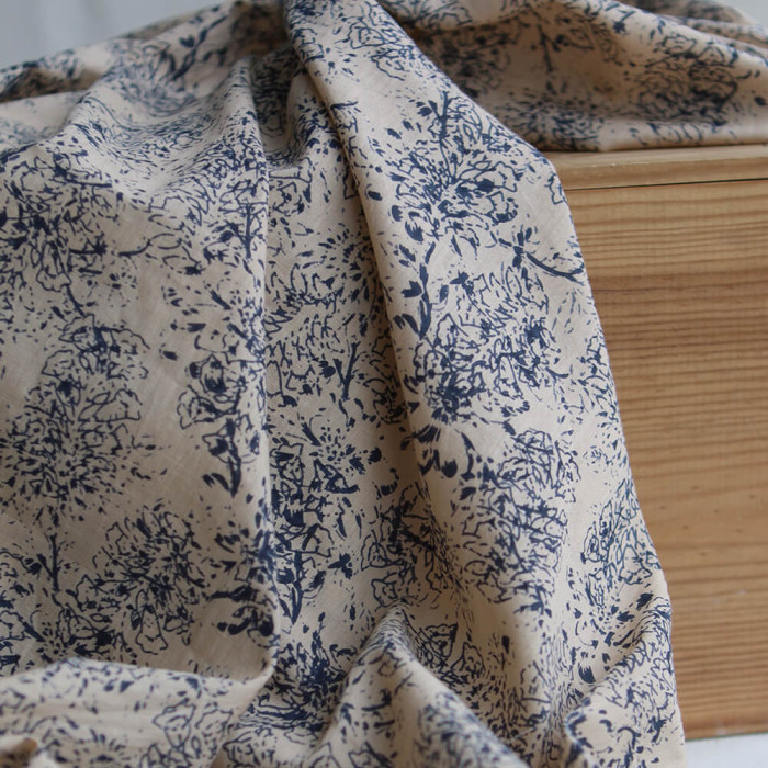 Anjali Bleu B- Tissu indien en coton imprimé main Hand Block