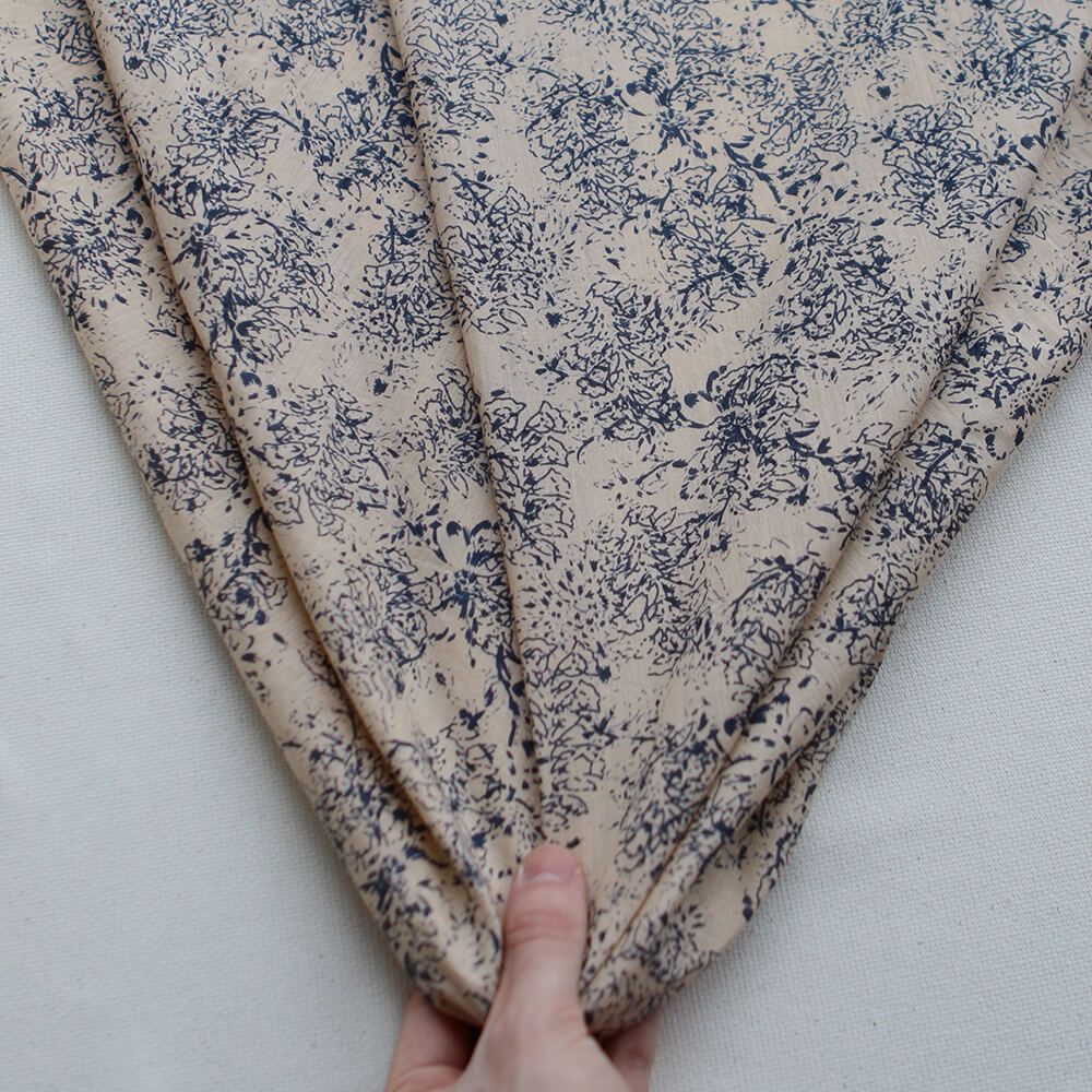 Anjali Bleu B- Tissu indien en coton imprimé main Hand Block